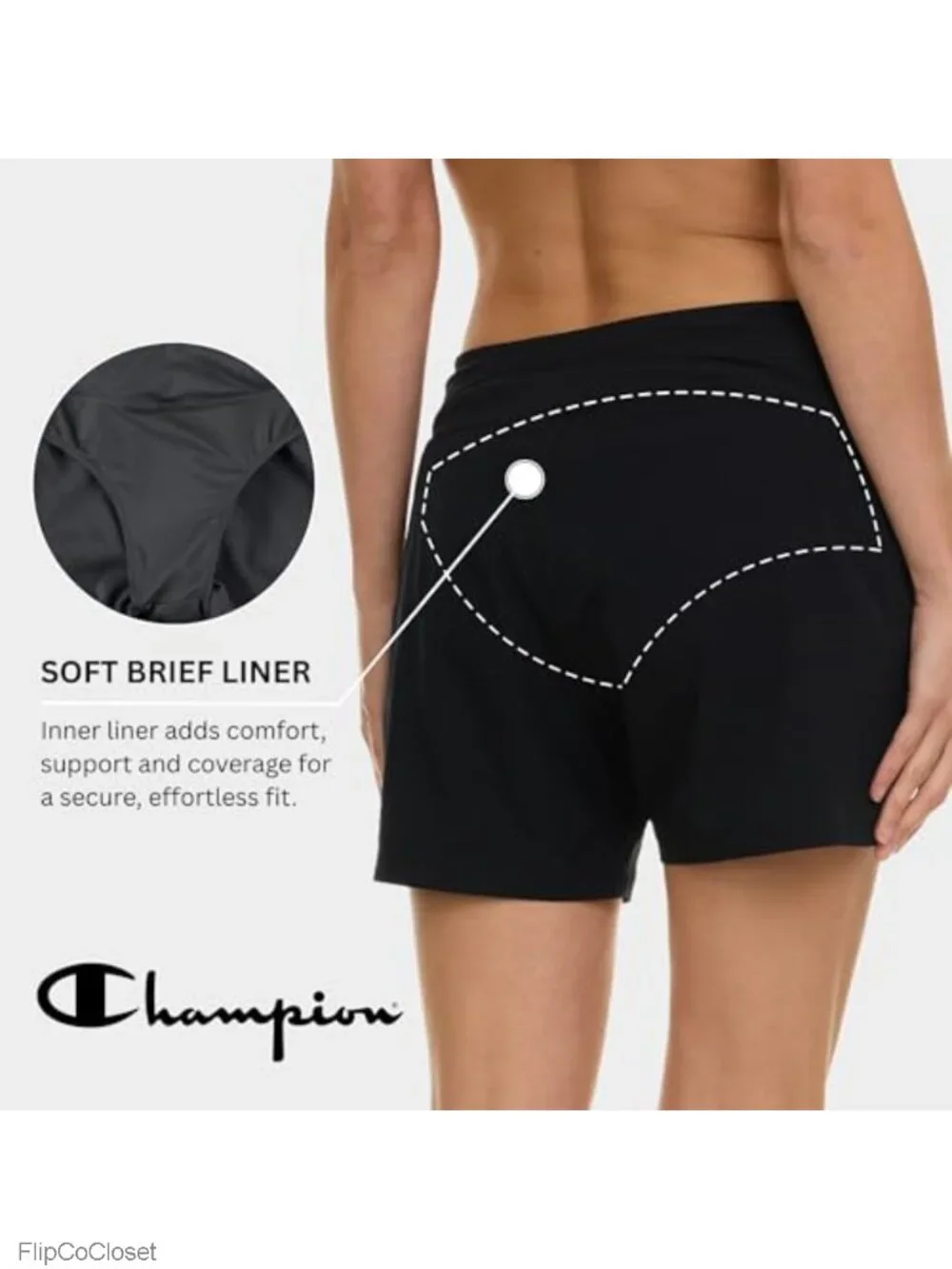 Champion Women's Quick-Dry Board Shorts with Pockets, UPF 15 Swim Bottoms